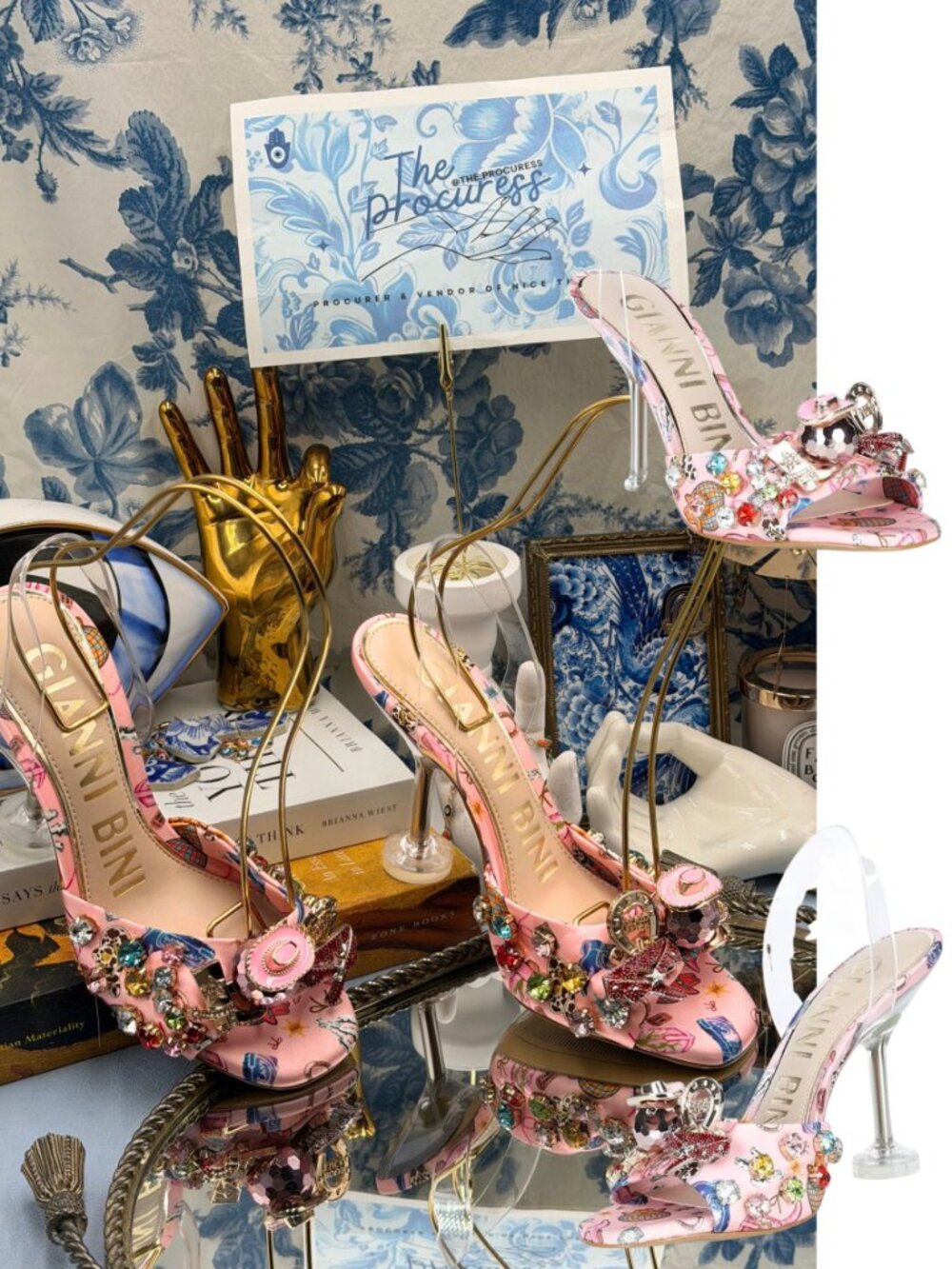 🆕 GIANNI BINI 🧿 NWOB Maddie Printed Rodeo Martini Heel Sandals, Pink